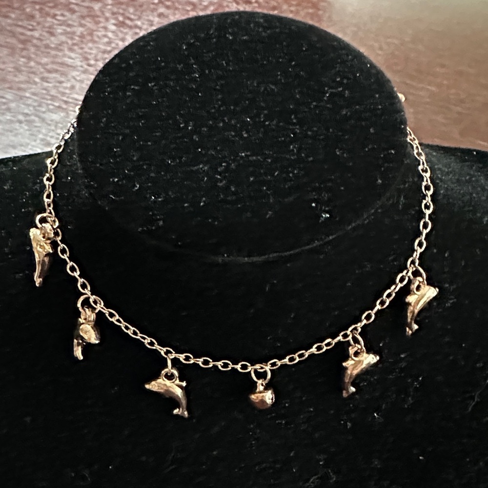 Rose gold–tone dolphin anklet